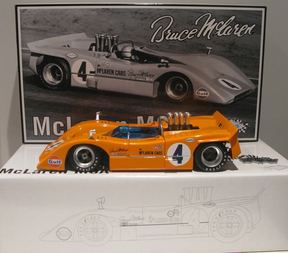GMP 1/18 12021 Ltd Ed Orange 1968 Can-Am Season McLaren M9A #4