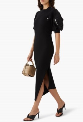 net a porter black dress Drape Long Sleeve Mini Dress Black – Davis Active main image 0