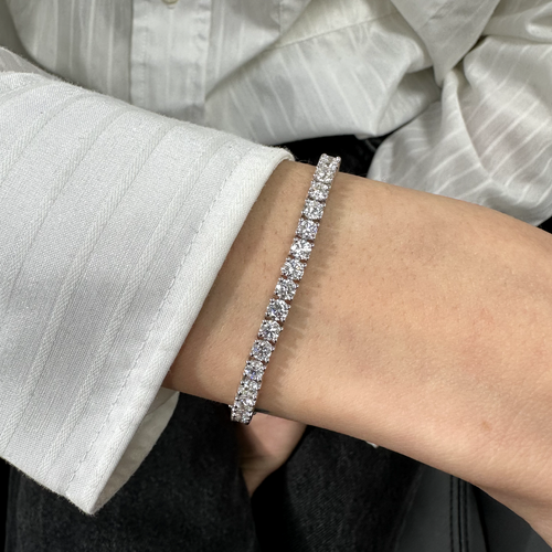 Diamond Tennis Bracelet AGI Certified E VS2 Round 8Ct Labcreated 14K White Gold