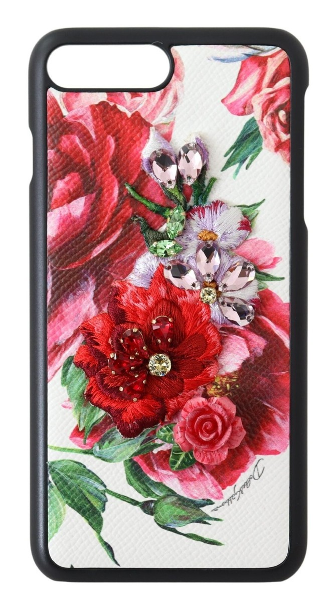 【Dolce&Gabbana】 iphone 7/8★ iphone 7/8Plus スマホケース DOLCE & GABBANA Phone Case Black white Rose Crystals iPhone7
