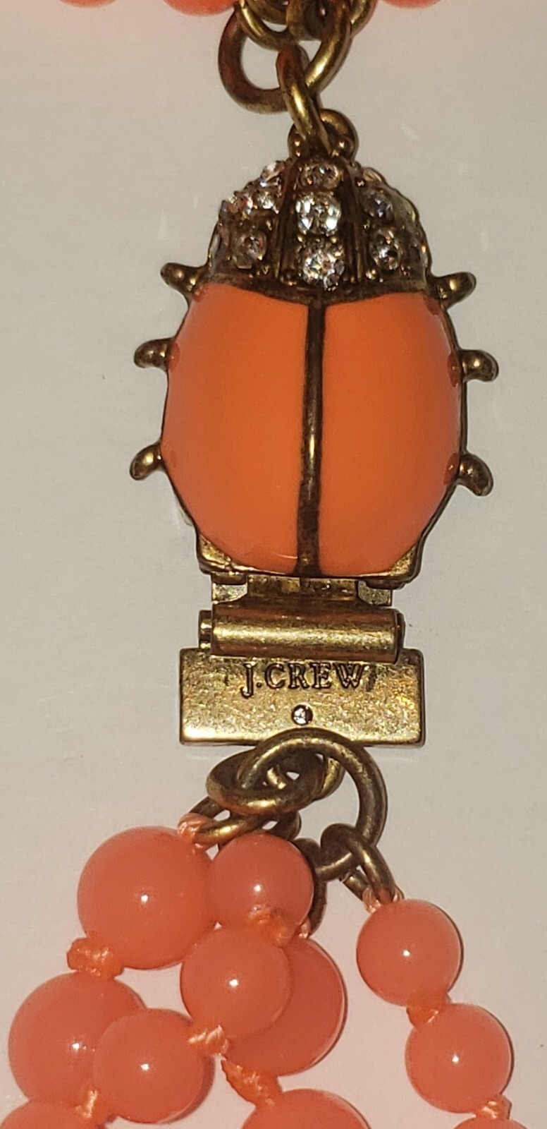 Bright Orange Rhinestone Statement 18” Ladybug Cl… - image 4
