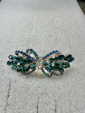 RHINESTONE Peacock Hair 3.5 Clip Blinged Out