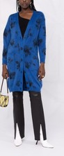 RED VALENTINO BLUE/BLACK V NECK LONG CARDIGAN SWEATER DRESS SZ SMALL