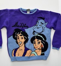 Disney By Jet Set RARE Vintage Aladdin Purple Sweater Youth Large