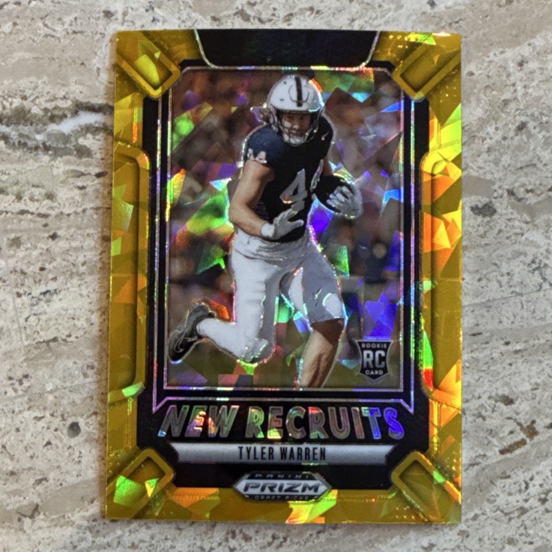2025 Prizm Draft Picks Tyler Warren New Recruits RC Cracked Gold Ice #13