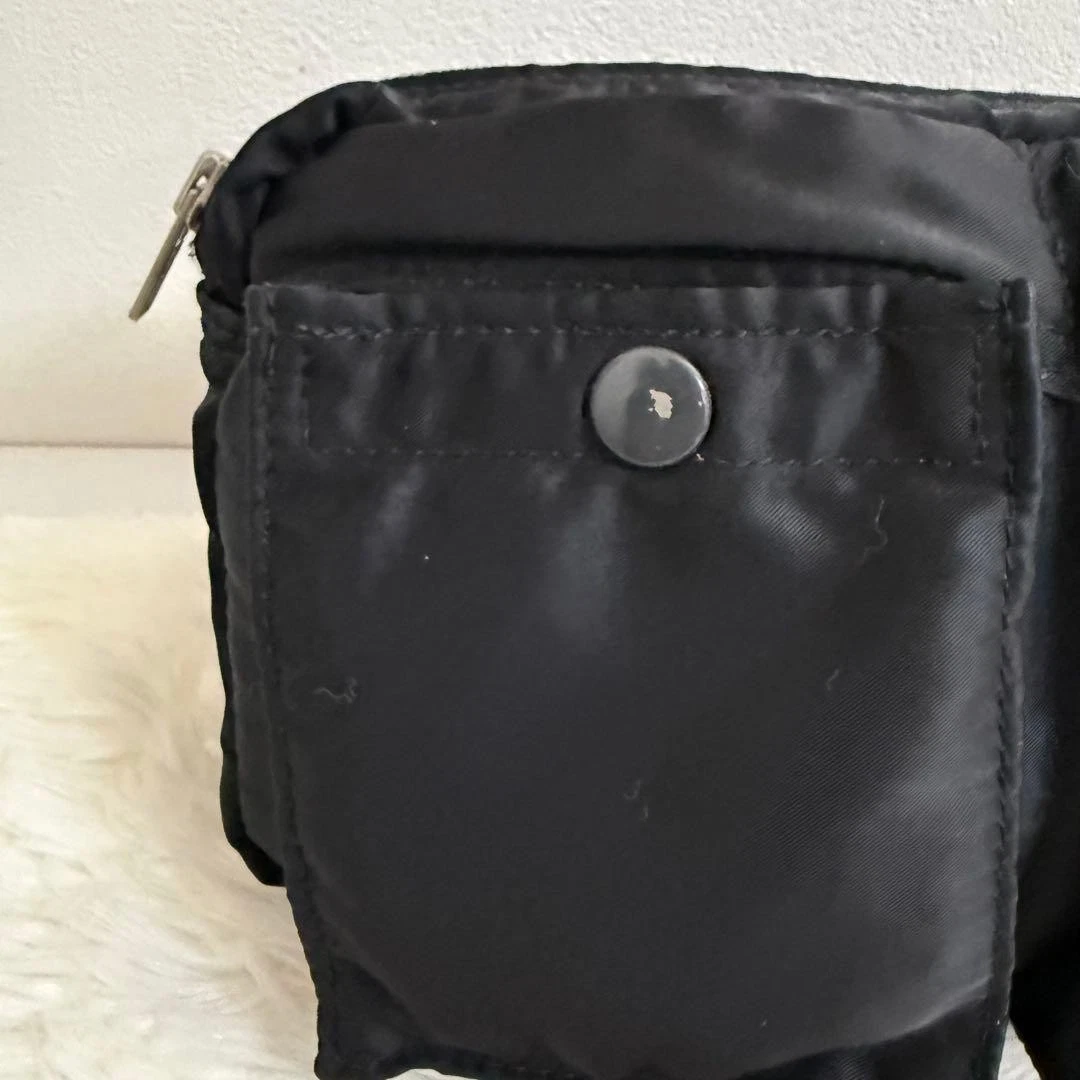 PORTER Yoshida TANKER Gürteltasche Body Bag Schwarz Nylon Orange Futter Japan Gut