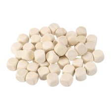 15mm Blank Wooden Dice, 50 Pack Unfinished Wood Cube Blocks, Beige