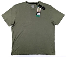 Banana Republic Luxe Touch Performance Tee Men XL Olive Green Micro Stripe - NWT