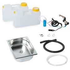 12V Camping Sp&uuml;le Technik Set Waschbecken Bausatz Sp&uuml;lbecken 325x265x100mm Bulli