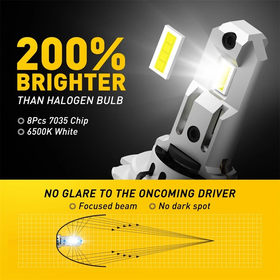AUXITO H7 LED Low High Beam Headlight Bulb Super 20000LM Bright 6500K GFM 2/4X - Image 2 of 4