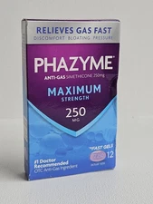 Phazyme Maximum Strength Gas and Bloating Relief, 250 mg, 12 Fast Gels