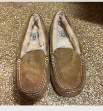 UGG Ansley Womens Brown Suede Shearling Lined Moccasin Slipper Slip-On US 7
