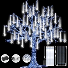 16-Tube Waterproof Meteor Shower Lights with 384 LEDs for Outdoor Decor
