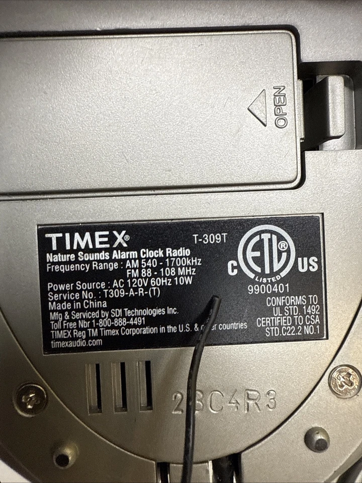 Timex T309T Nature Sounds Radio AM/FM Reloj Despertador 18 Presets Despertar Sueño Zumbador Foto 3 de 3