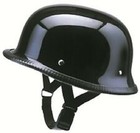 Halbschale Helm Biker Helm Chopper Motorrad Helm Custom Stahlhelm Glanz Schwarz