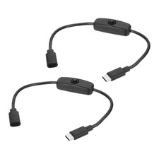 2Pcs USB Type C Switch Extension Cable, 22AWG Copper Core 3A Cord, Black 0.9FT