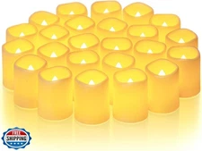 Homemory 24Pack Flickering Flameless Votive Candles,200+Hour Electric Fake Ca