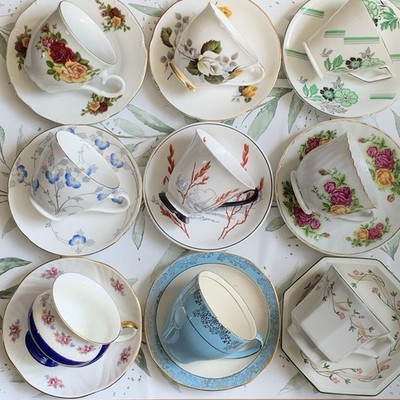Restposten 9 hübsche nicht passende Vintage Teetassen und Untertassen | Afternoon Tea Party