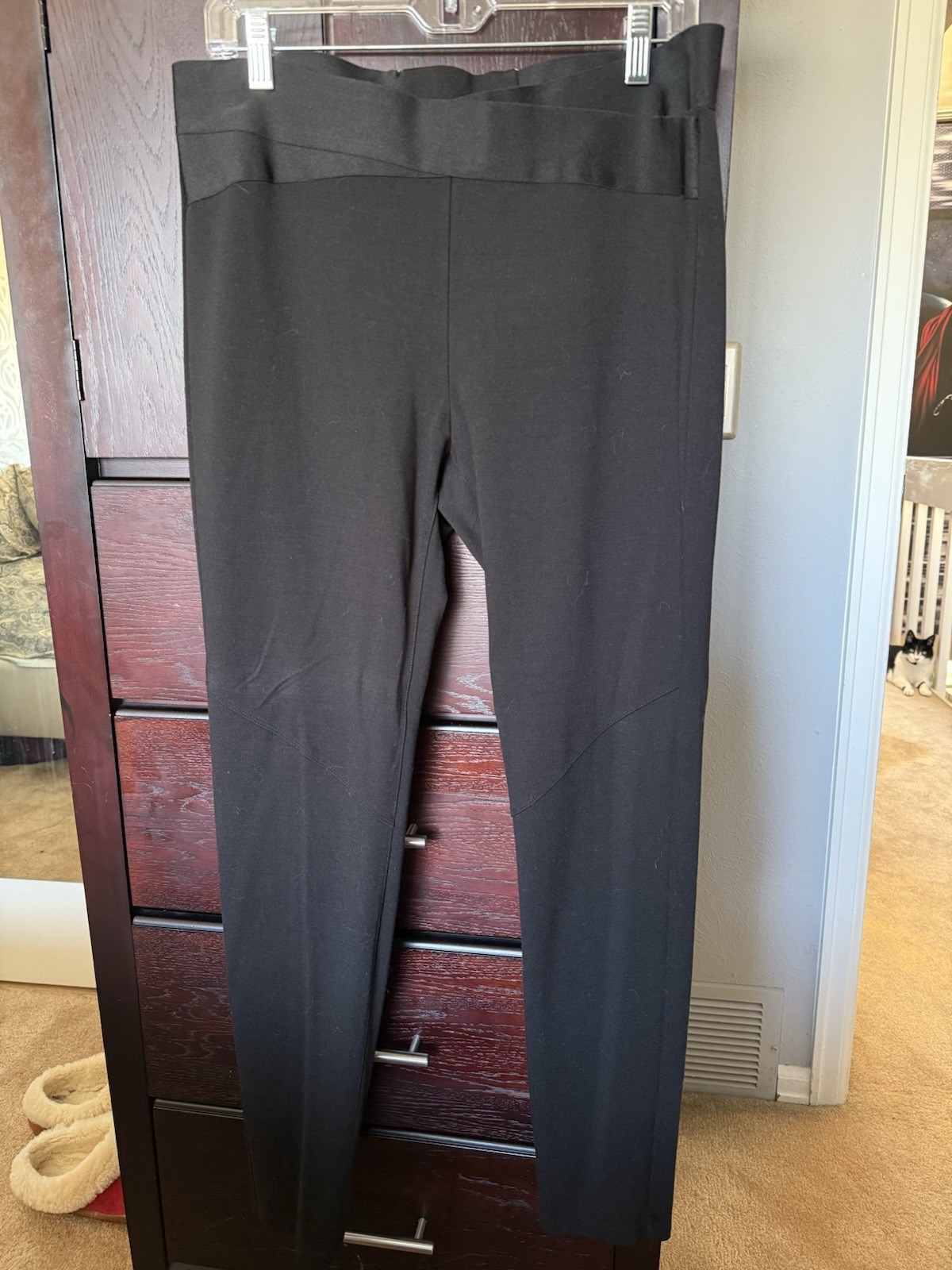 ALTRA CABI #521 Ponte Leggings Pantalone Croccante Cintura Nero Taglia Large LEGGI