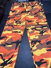 Rothco Pants Mens XL Orange Woodland Camo Military Style Cargo BDU