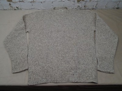LL BEAN ~ Men's XL Vtg 80s Ragg-Wool Oatmeal Crewneck Fisherman Sweater