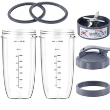 7 Pieces nutribullet Blender Cups & Blade Replacement Set 32oz Huge Cup 