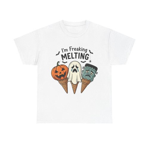 Halloween Ice Cream Unisex Tee, I'm Freaking Melting Shirt, Spooky Halloween - Picture 5 of 13