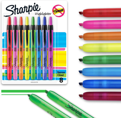 Sharpie Retractable Highlighters, Chisel Tip, Assorted Colors, 8 Count - Journal