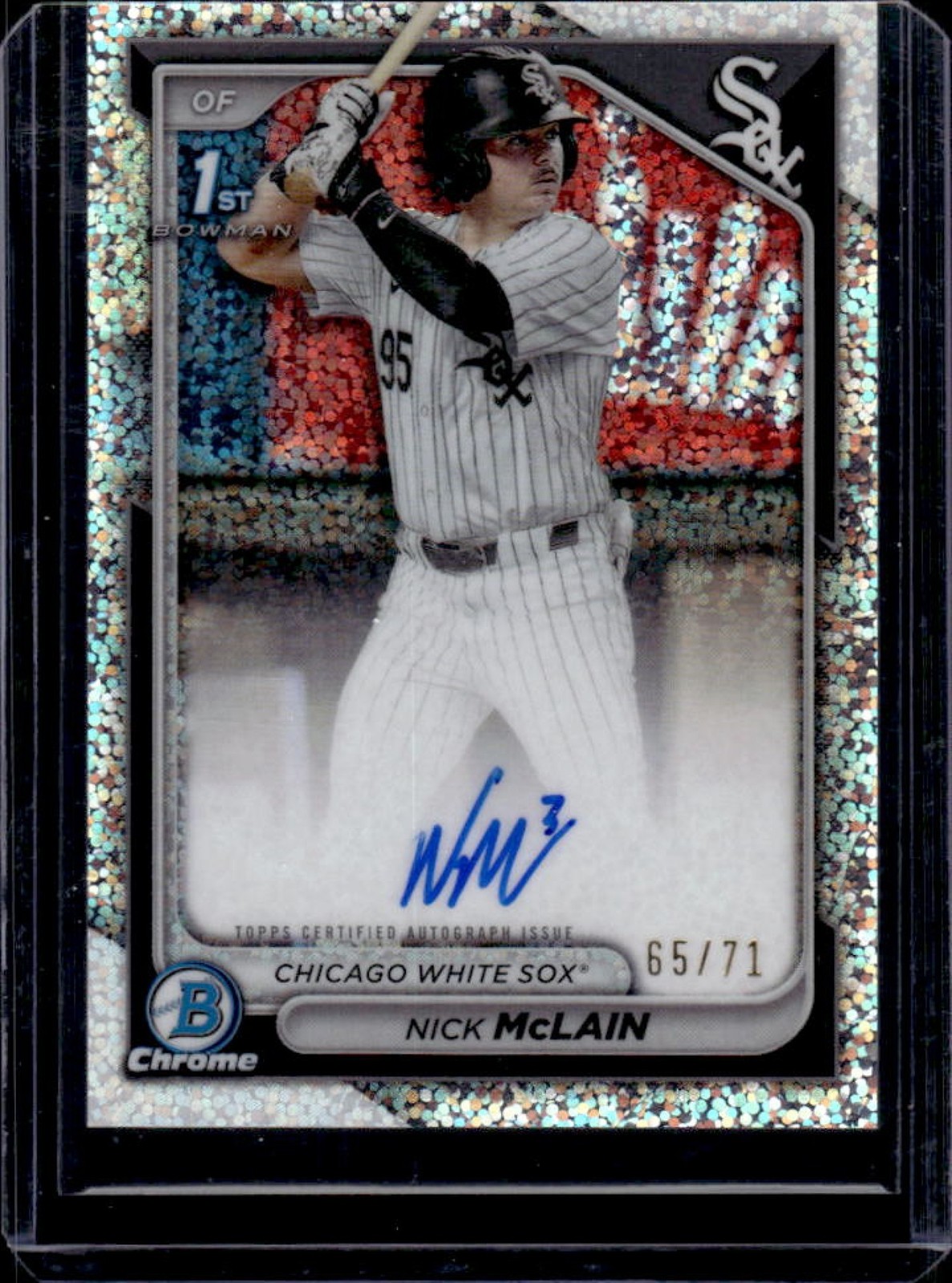 2024 Bowman Draft Nick McLain Chrome Auto Sparkles Refractor 1st #/71 White Sox