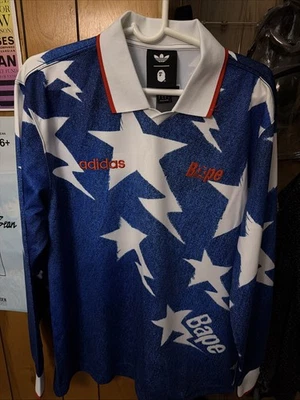 BAPE Adidas LSL STA Jersey Long Sleeve Medium Collaboration Sold Out Soccer - Image 1 of 4