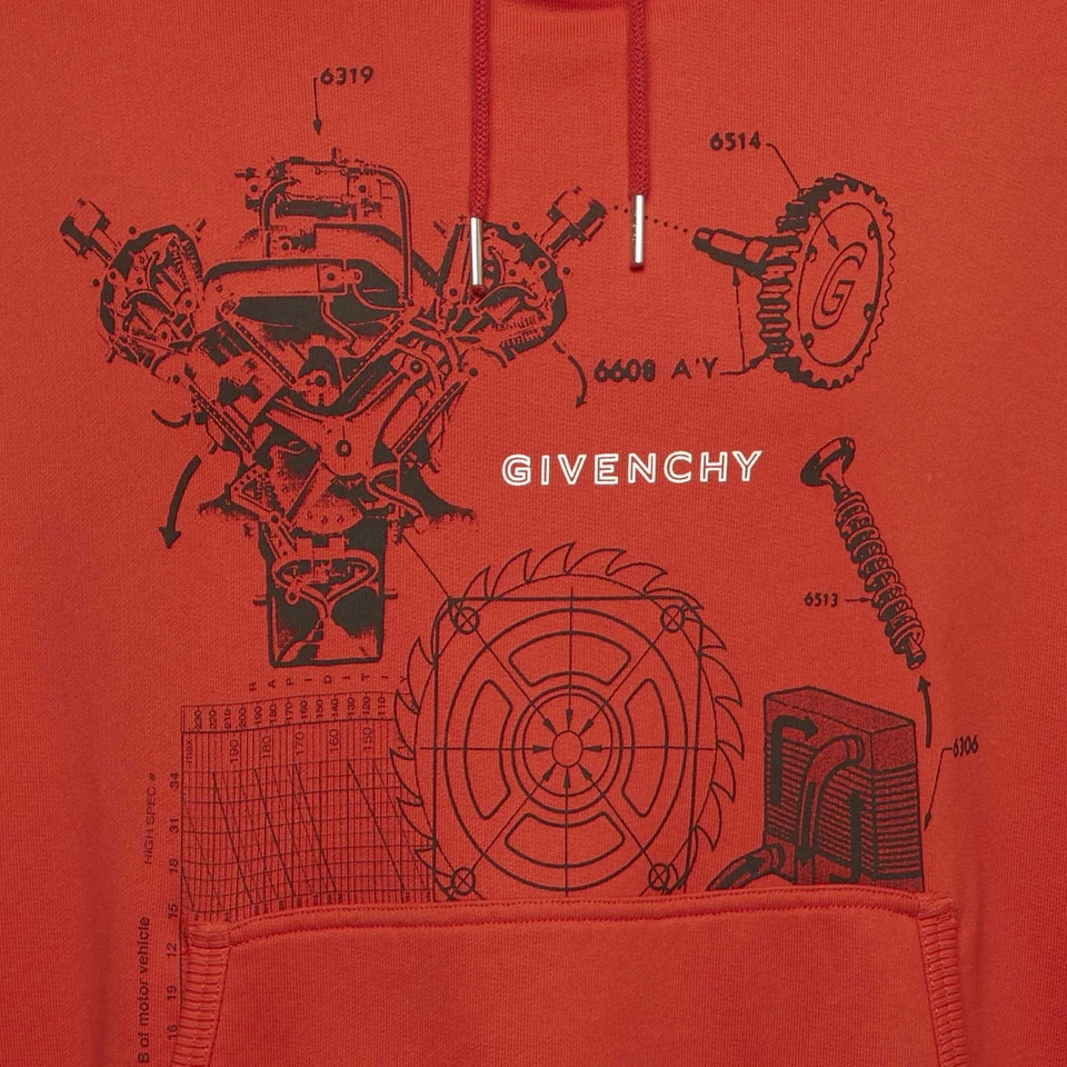 Moletom com capuz Givenchy vermelho drifter estampa retorno malha de algodão tamanho grande G - Imagem 3 de 4