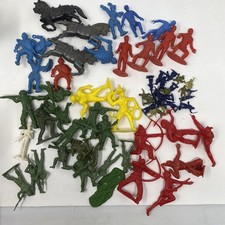Vintage 1960s Mixed Plastic Army Men Cowboys Indians Lido MPC Tim-Mee Britains