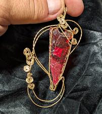 Handcrafted Wire Wrapped Red Stone Asymmetrical Charm Pendant Bohemian Necklace