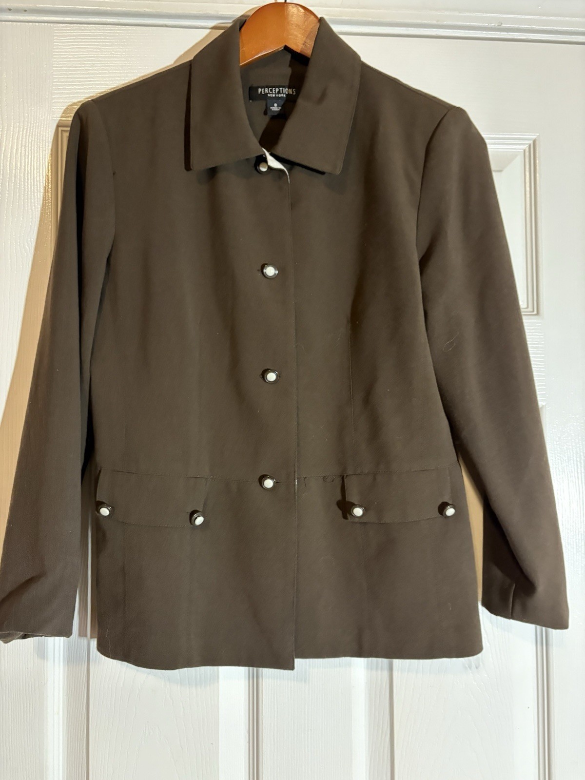 Perceptions New York Brown Collared Button Jacket… - image 1