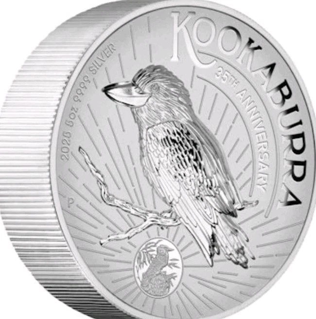 2025 Australian Kookaburra 35th Ann 5oz Silver Proof incused Perth Mint Coin COA - Bild 2 von 4