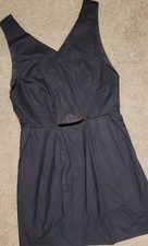 MADEWELL Navy Cut-Out Sleeveless V-Neck A-Line Dress Knee Length Pockets Size 8
