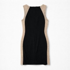 XSCAPE Beaded Rhinestone Mesh Illusion Panel Jersey Gown Black Size 12