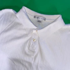 Geoffrey Beene Mens White Ribbed Polo Shirt Short Sleeve Casual Top