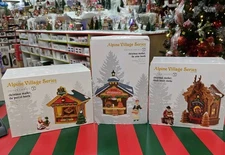 Dept 56 Christmas Market Black Forest Clocks, Preztel Booth & Wine Booth NEW 