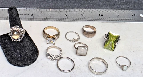 Sterling .925 Assorted Lot of Designer and vtg rings 53g  10 rings