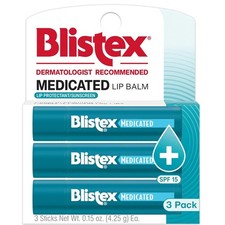 Medicated Lip Balm with SPF 15 Hydrating, Prevents Dryness Chapping, 3 Count