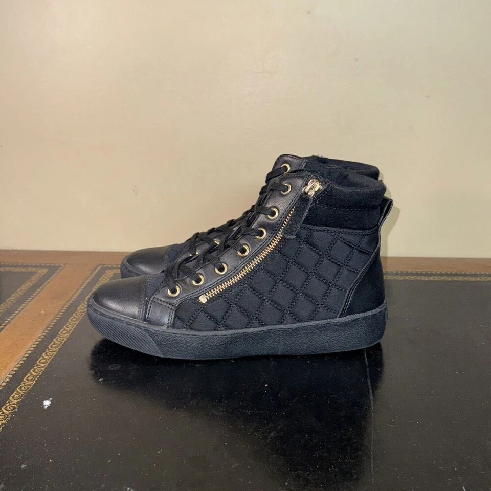 ALDO Conde-36 Negro Dorado Acolchado Cremallera Lateral Encaje Mujer’s Talla 7.5 Foto 3 de 4