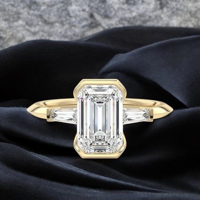 Halbmontierter Ehering Smaragd 0,20 Karat Diamant massiv 14 Karat Roségold