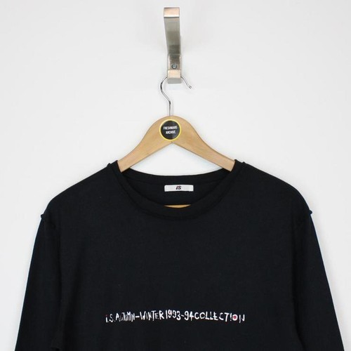 Issey Miyake, Vintage Issey Miyake AW 1993/94 Collection Black Long Sleeve Spellout T-Shirt