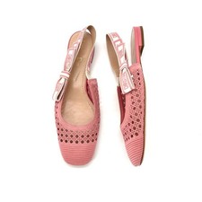 Dior  Moi Cannage Mesh Pink Bow Logo Slingback Flats Sandals 40.5