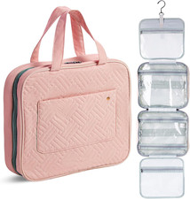 -Travel Toiletry Bag Organizers, Baby Pink, Makeup Travel Bag for Toiletries wit