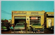 Jamaica New York Cal's Auto Body Repair Paint Shop 1964 Advertisement Postcard