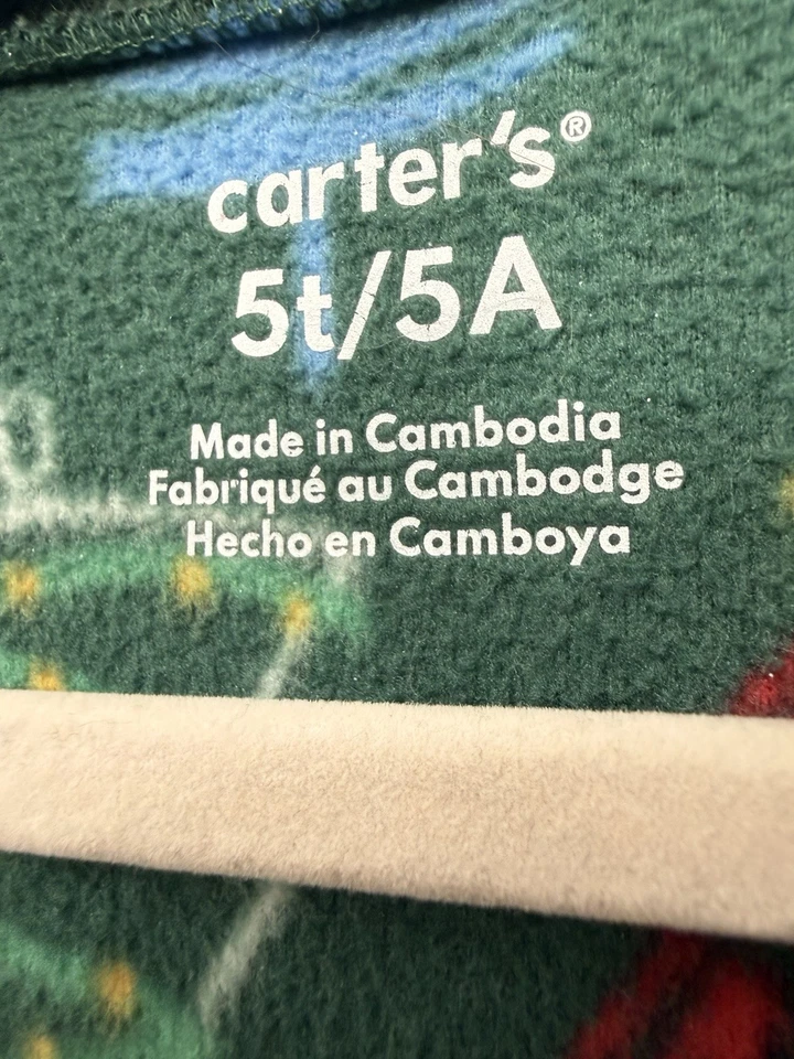 Manta de pijama con patas de lana Carters para dormir talla 5 árboles de Navidad árbol verde Foto 2 de 4