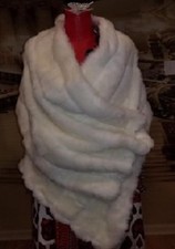 Faux fur white stole/shawl. New. 18" 70". Lined.