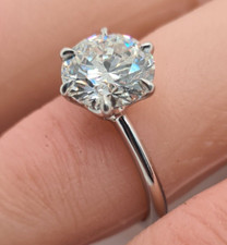 5.00 Ct F VVS2 Round Solitaire Platinum Lab Grown Diamond Ring IGI Certified
